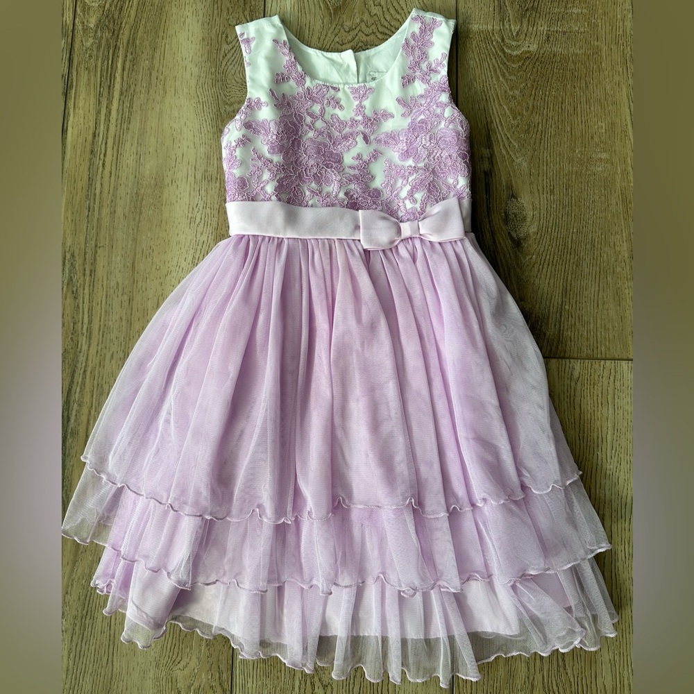 Girls white/purple holiday dress